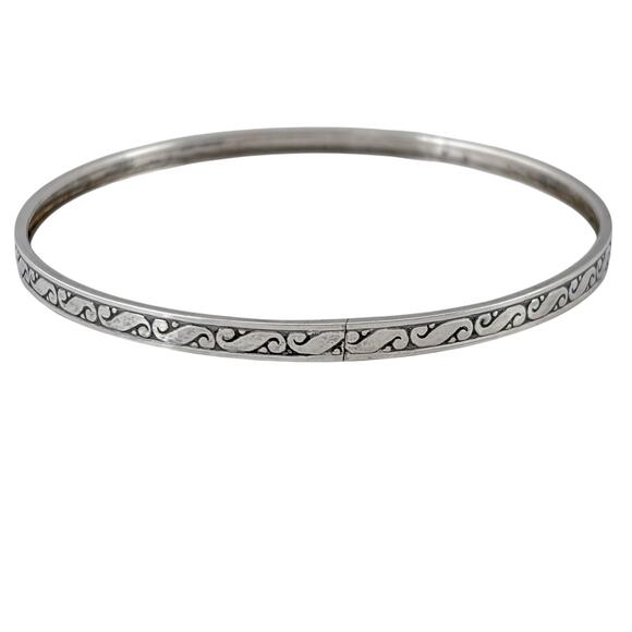 Vintage Art Deco Scroll Sterling Silver 925 Bangle Slip on  Vintage Sterling Silver 925 Scroll Bangle Bracelet 8\